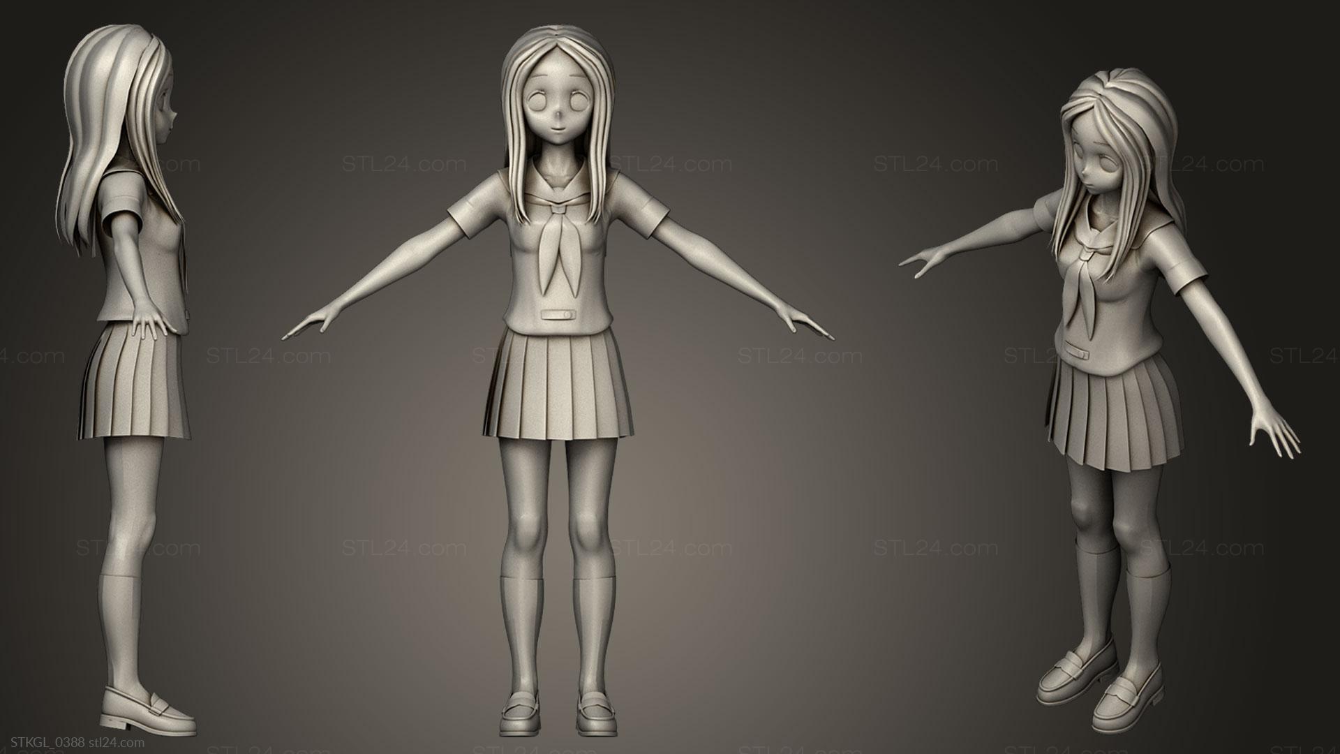 Ink girl 3d model 3d printable cgtrader